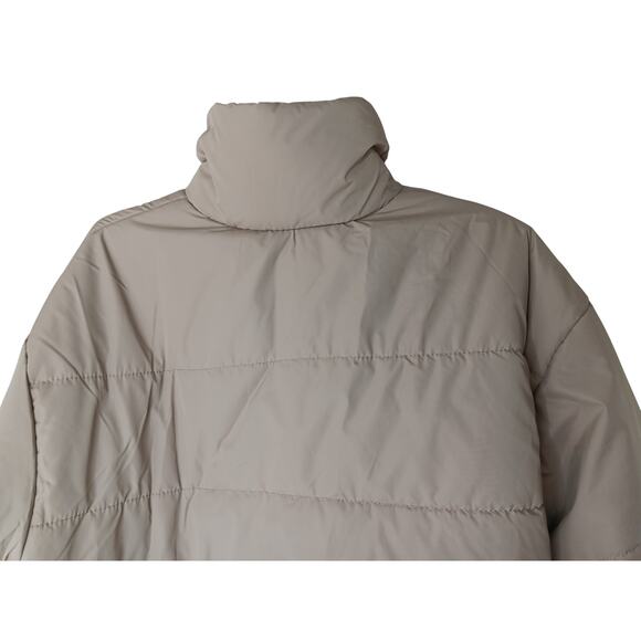 The Fifth Label Women’s Cropped Puffer Jacket Small Beige Taupe Zip Snap Closure - Picture 9 of 14